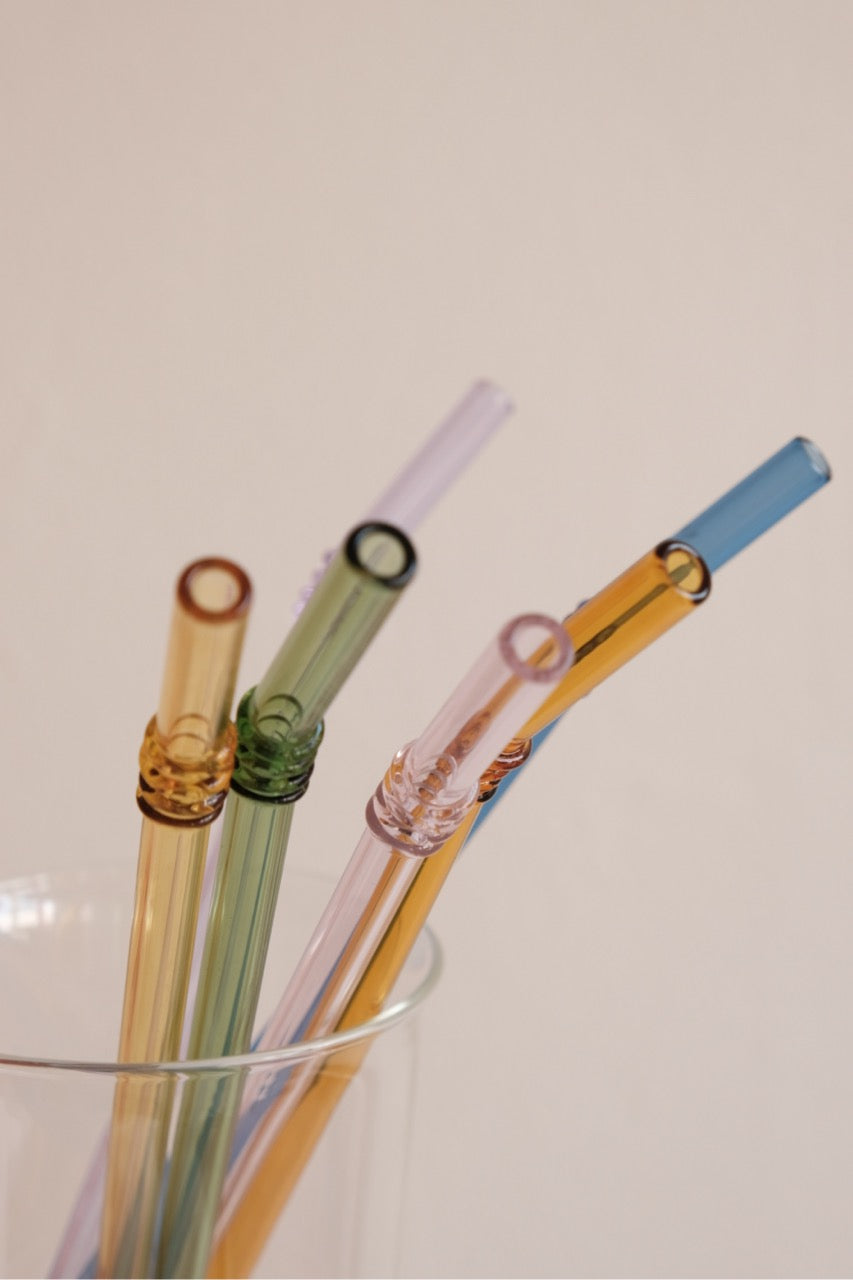 Color Glass Straw Set