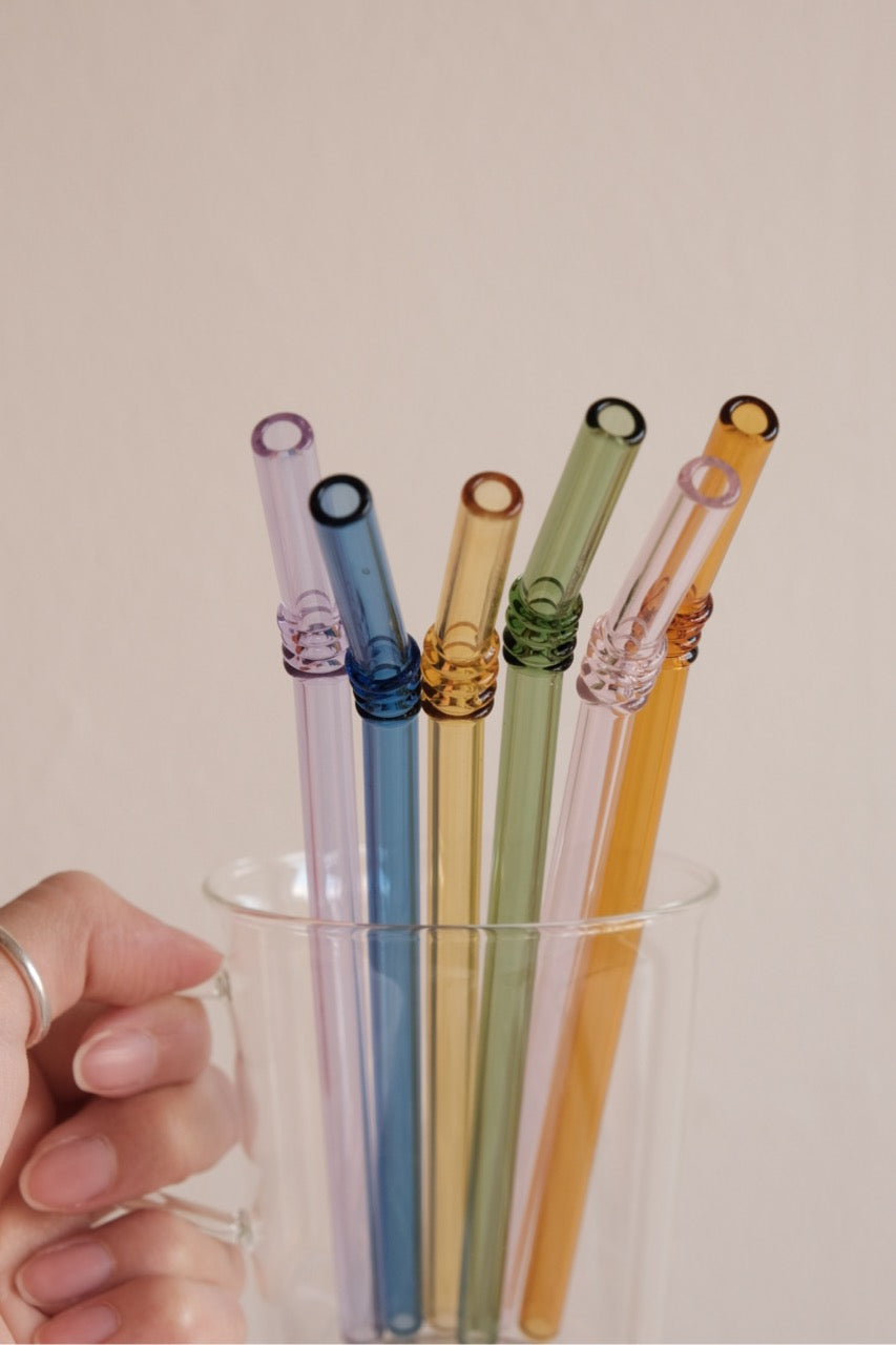 Color Glass Straw Set