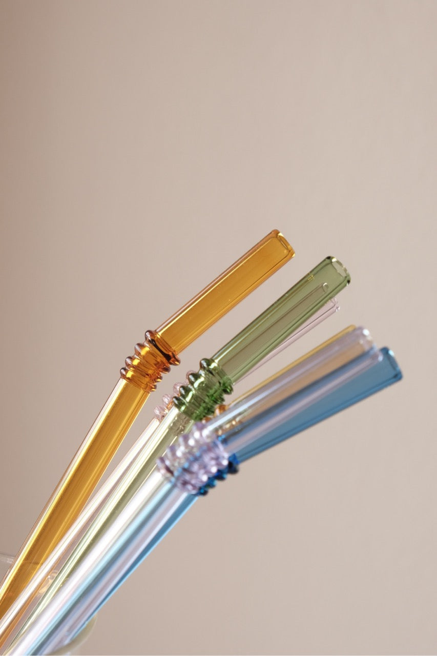 Color Glass Straw Set